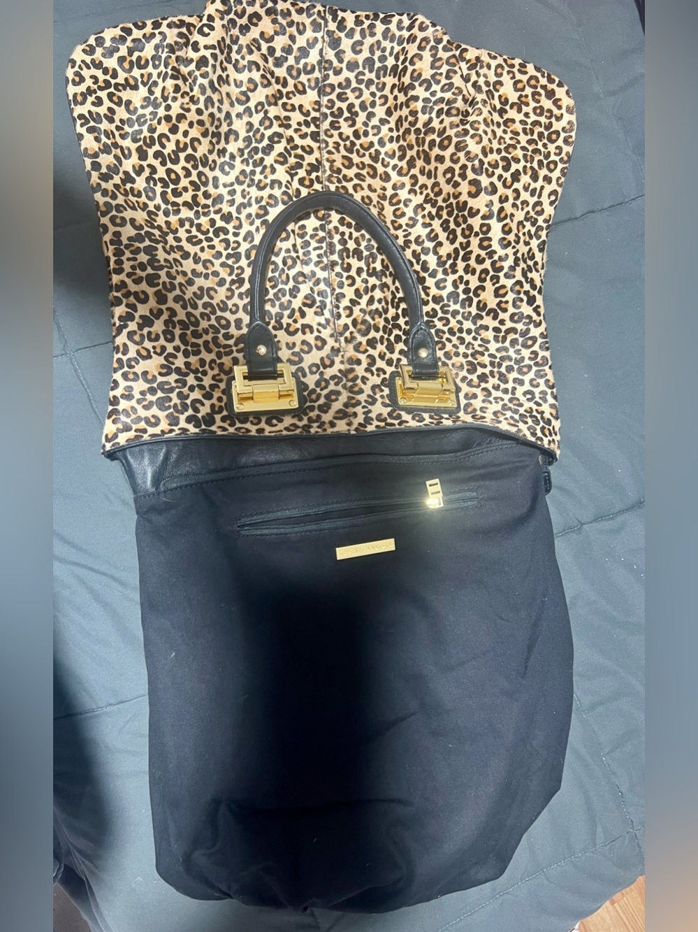Charles Jourdan Leopard-Print Tote with Black Handles and Gold Hardware - Picture 4 of 11